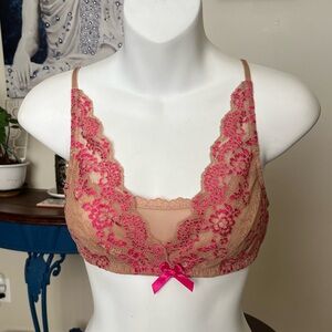 Hanky Panky Lace Bralette Bra - Pink & Tan - 2B7454 -S